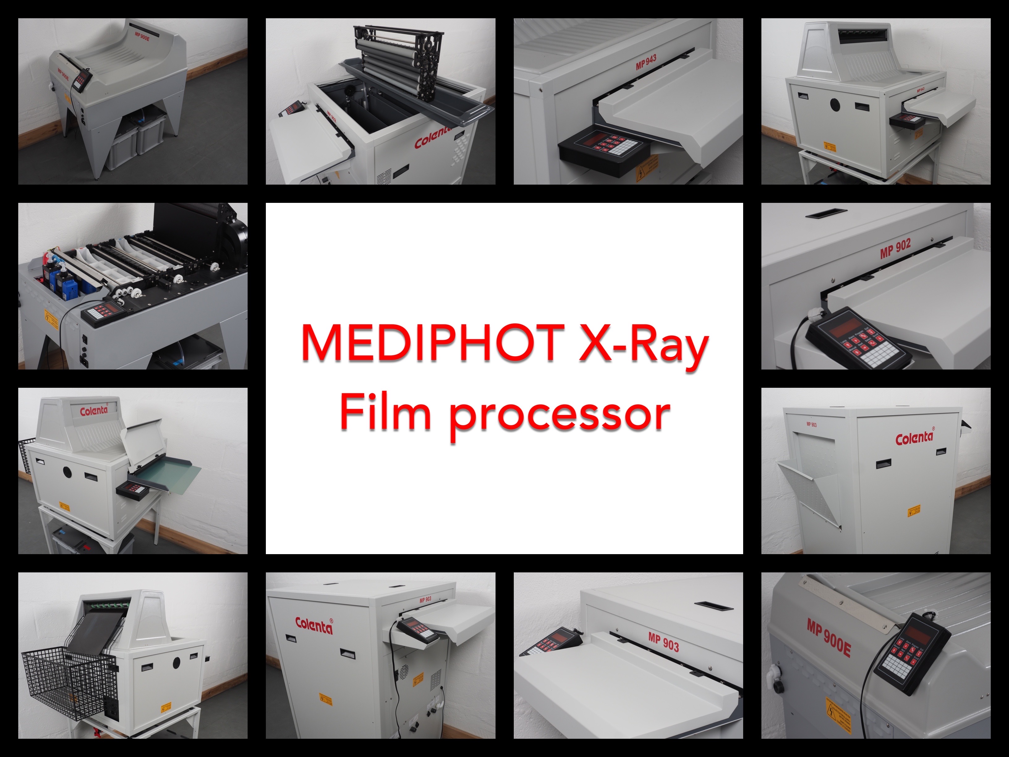 Mediphot X-Ray Film processor Photo collage of Colenta`s Mediphot X-Ray Film processors