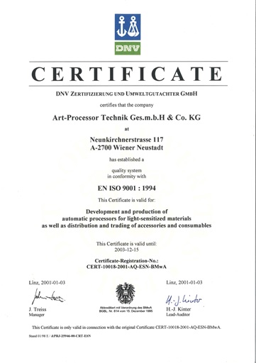 ISO9001 Quality Management System Certificate for the ISO9001 Quality Management System