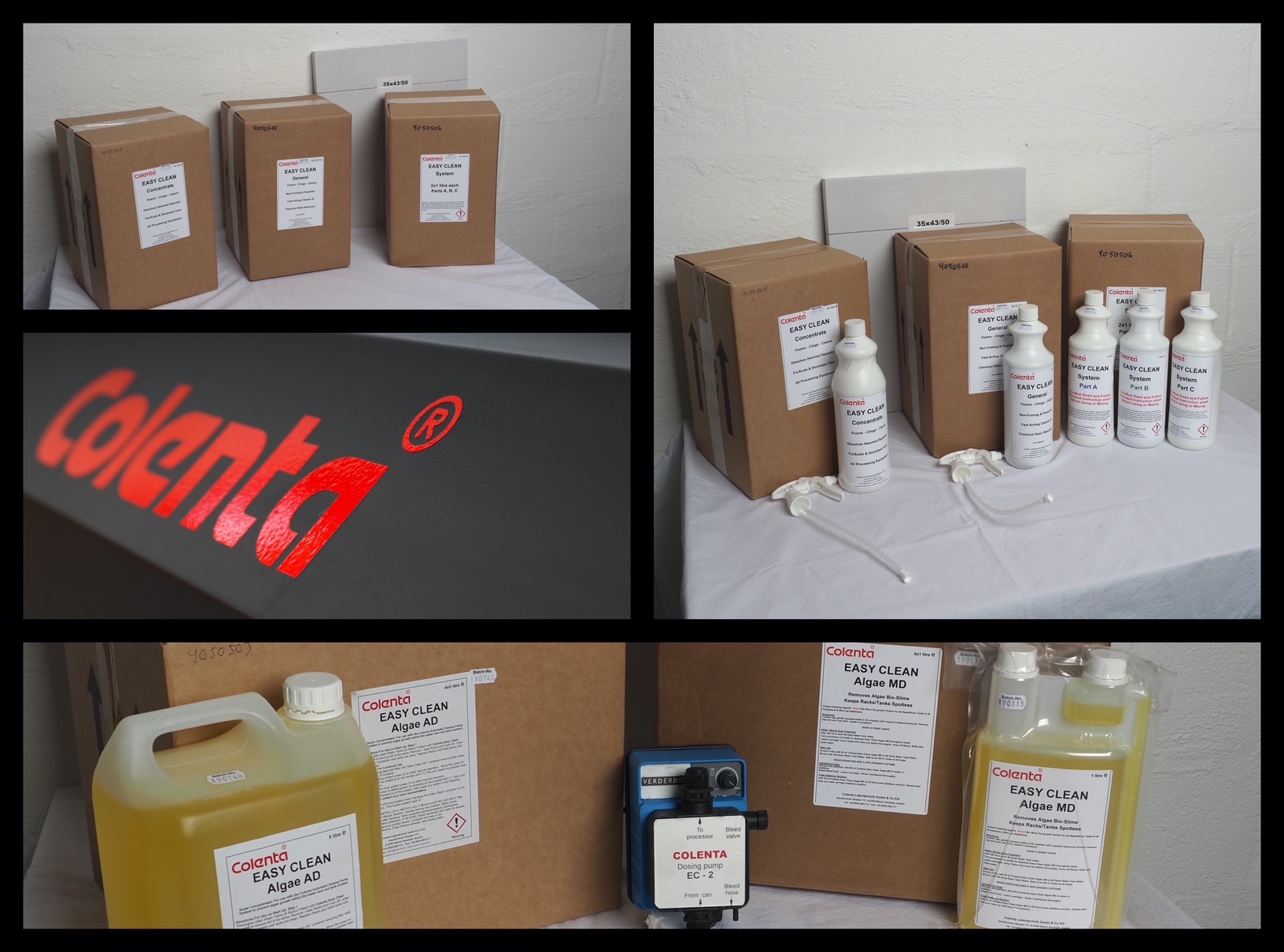 Photo Collage of several Colenta cleaning products